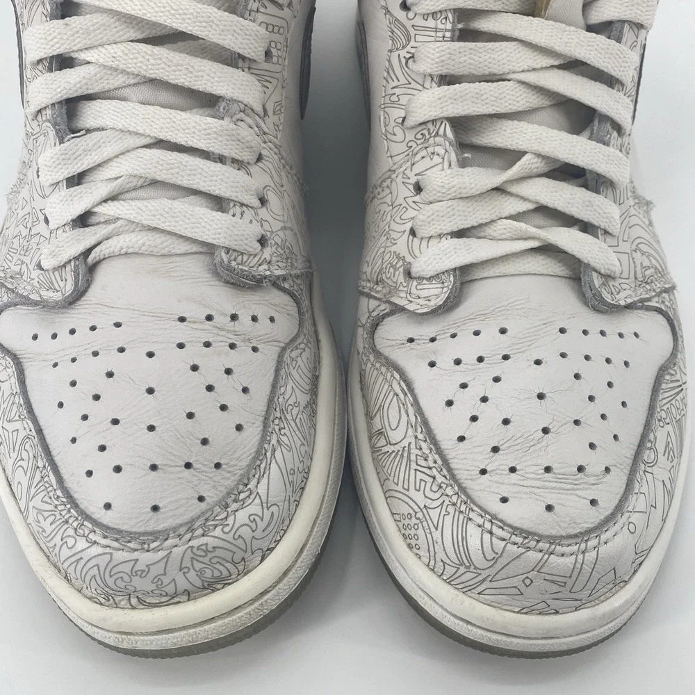Air Jordan 1 HI OG Laser‎ White Met Silver 705289-100 Retro High top US Size 10